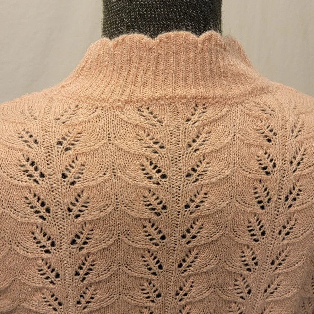 LOFT | Womens Lacy Sweater Size S - Pink - Picture 4 of 8